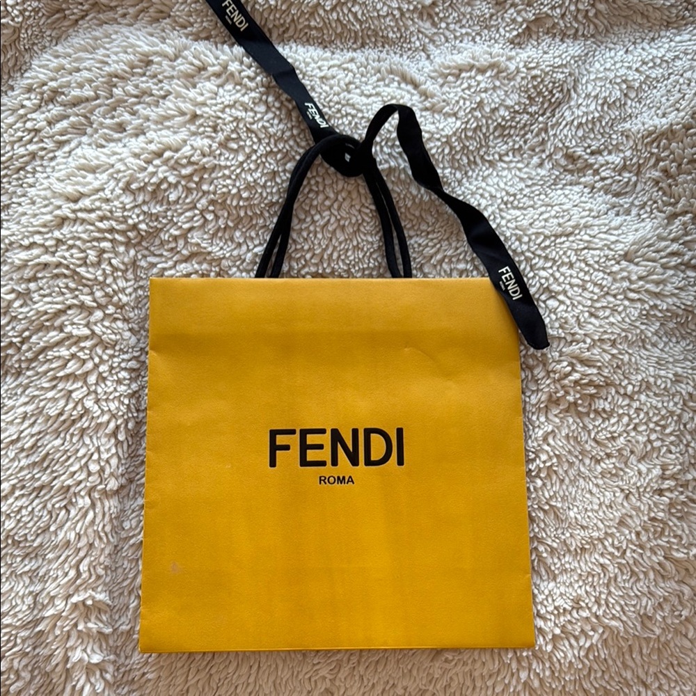 Fendi Yellow Shopping Bag with Black Ribbon Handles